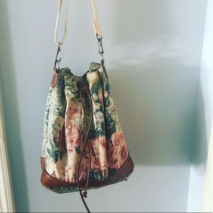 Talbots Floral Leather Trim Handbag